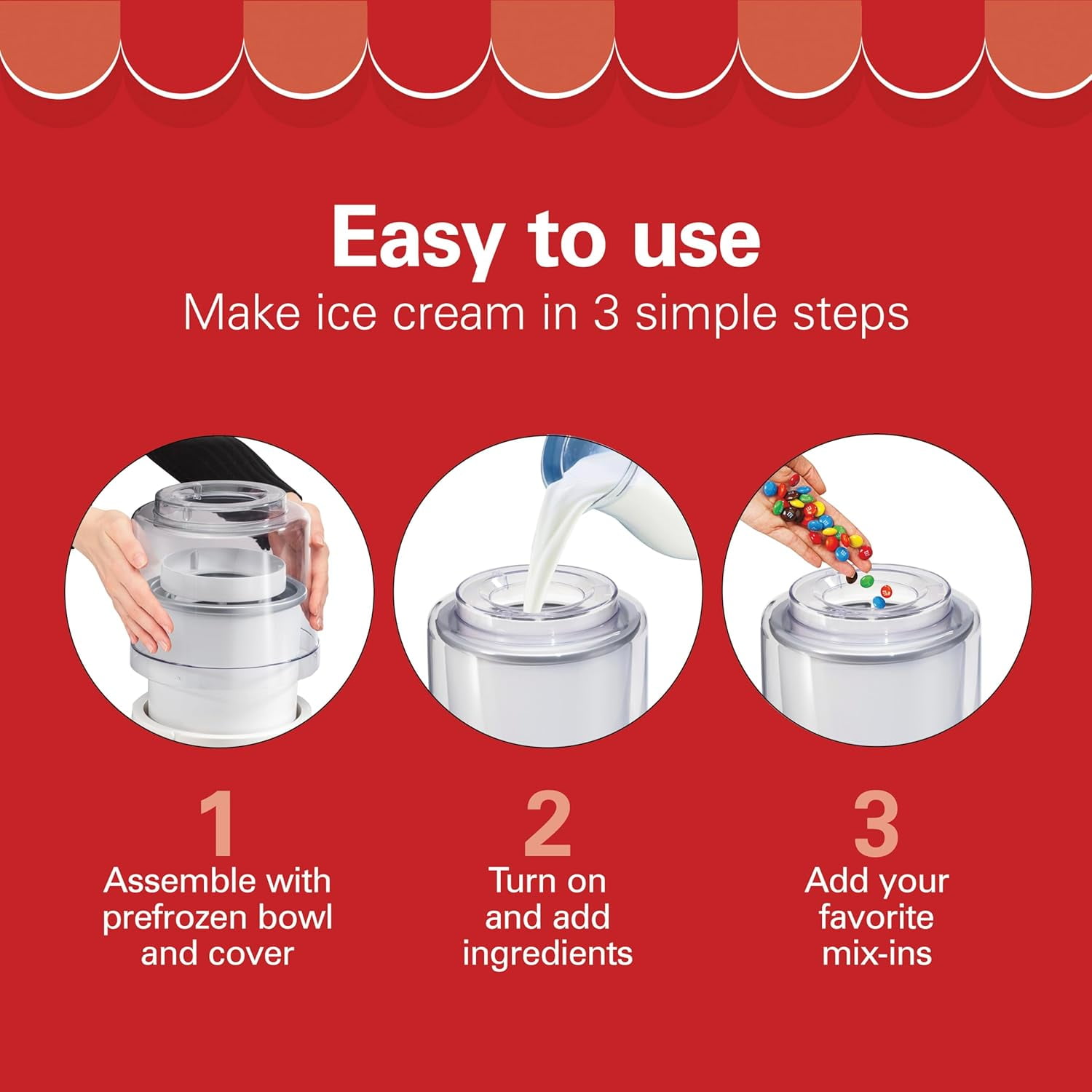 Electric Automatic Ice Cream Maker, Frozen Yogurt, Sorbet, Custard, 1.5 quart, White (68880)