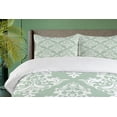 thumbnail image 4 of Ambesonne Damask Duvet Cover Sets, Floral Ivy Style Motifs Art, 2-King, Pale Sage Green White, 4 of 7