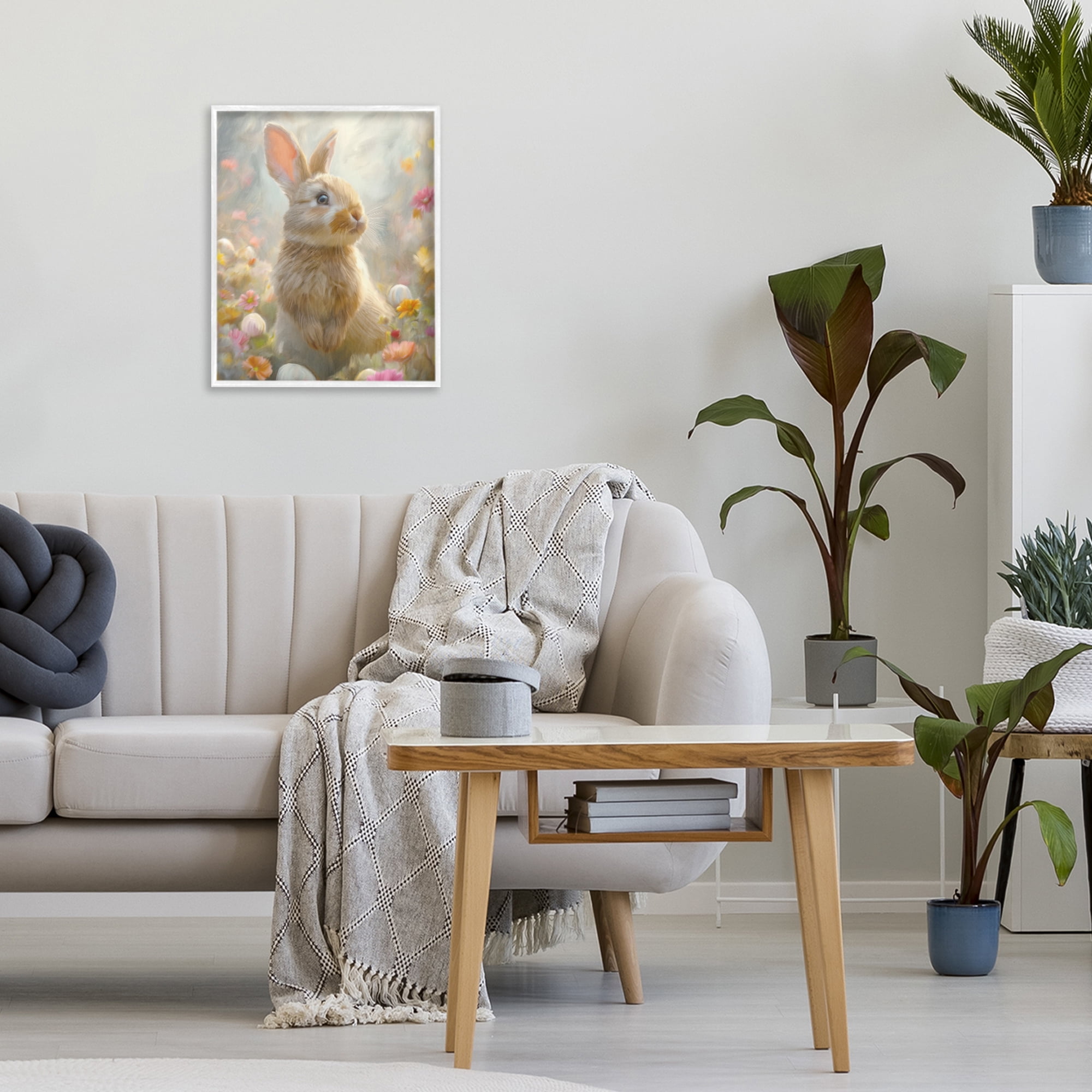 Stupell Industries Bunny Dreams Meadow White Framed Giclee Art, design by Kim Allen
