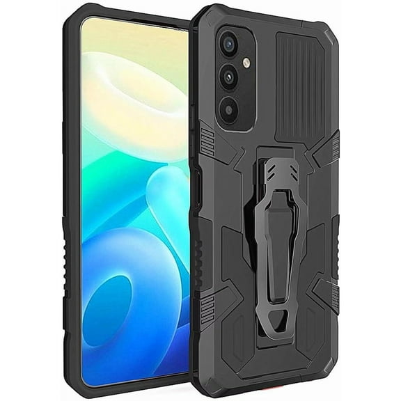 Case for Galaxy S24 FE,Military Grade Protection [Built-in Back Clip Kickstand] [Magnetic Car Holder] Dual-Layer Heavy Duty TPU PC Shockproof Phone Case for Samsung Galaxy S24 FE 5G,2024 (Black)