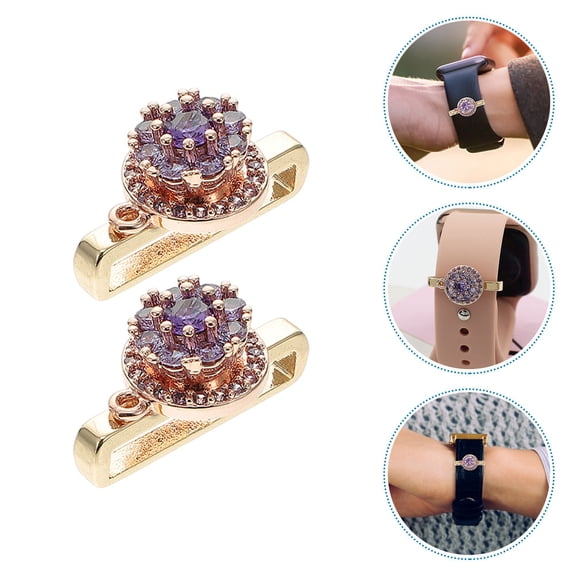USHOBE Smartwatch Belt Charms Purple Metal Watchband Decorations 2Pcs