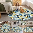 thumbnail image 6 of Bees Round Living Room Rugs 3.3 ft, Yellow Blue Leaves Bee Green Texture Washable Area Rug with Non-Slip Sturdy Edge Binding Round Front Door Mat Floor Carpet for Entryway, 6 of 9