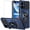 Blue, variant on TJS Phone Case for Cricket Icon 2026 / AT&T Propel 3 5G, with Tempered Glass Screen Protector, [Military Grade] Robotic Magnetic Support Car Mount Metal Ring Holder Kickstand Cover (Black)
