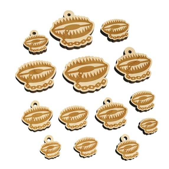 Deadly Bear Trap Wood Mini Charms Shapes DIY Craft Jewelry - No Hole - 18mm (17pcs)