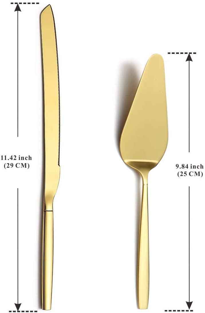 Cake Knife and Serving Set in White and Gold — Simple Beautiful Living