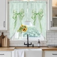 thumbnail image 6 of Green Bow Swag Valances for Windows, Kitchen Window Curtains Over Sink, Cute Bowknot Minimalist Solid Color Window Treatment Curtains for Living Room/Bedroom Curtains 2 Panel Sets 36"x45", 6 of 8
