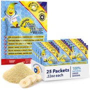 Nutritional Designs, Prebiotic Nana Flakes with Inulin, 100% Pure Banana Flakes, Gut Health, High Protein & Fiber, Natural Diarrhea Remedy, IBS Relief, for Adults & Kids 4+ (25 Single-Serve Packs)