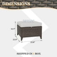 thumbnail image 4 of EAGLE PEAK Ocean Vista Set of 2 Patio Variated Brown Wicker Multipurpose Square Ottomans Outdoor Footrest Seat with Beige Cushions, 4 of 9