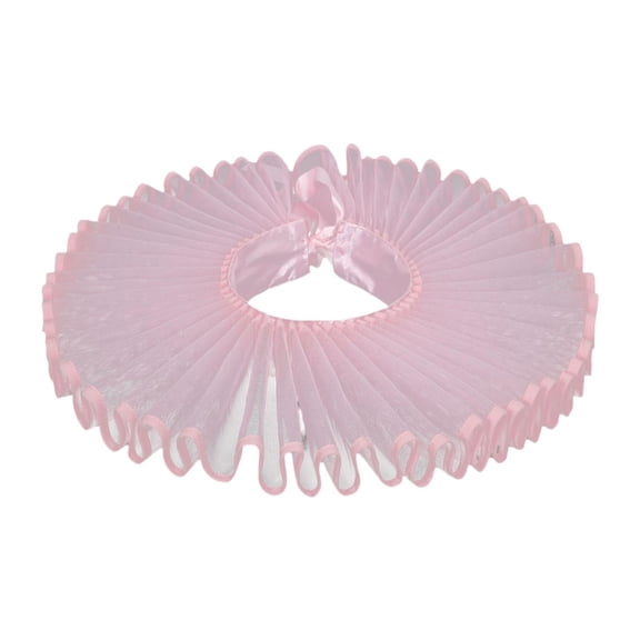 FVDPWYE Clown Collar Pleated Ruffle Neck Collar for Medieval Elizabethan Renaissance Pink