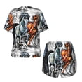 thumbnail image 6 of "Wukai Four Running Horses Women's Pajama Set - Short-Sleeve Top and Shorts with Elastic Waistband and Pockets for Loungewear, Yoga, and Casual Wear-XX-Large, 6 of 8
