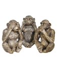 thumbnail image 1 of Benzara BM205222 Ribbed Polyresin Chimpanzee Figurines, Bronze & Gray - Set of 3, 1 of 2