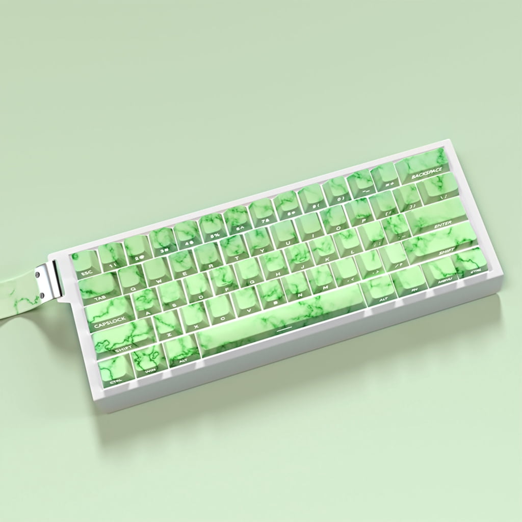 Zeiwohndc 64/74Key Keycaps Emerald Theme Keycap Side Print Backlit Keycaps for Keyboards