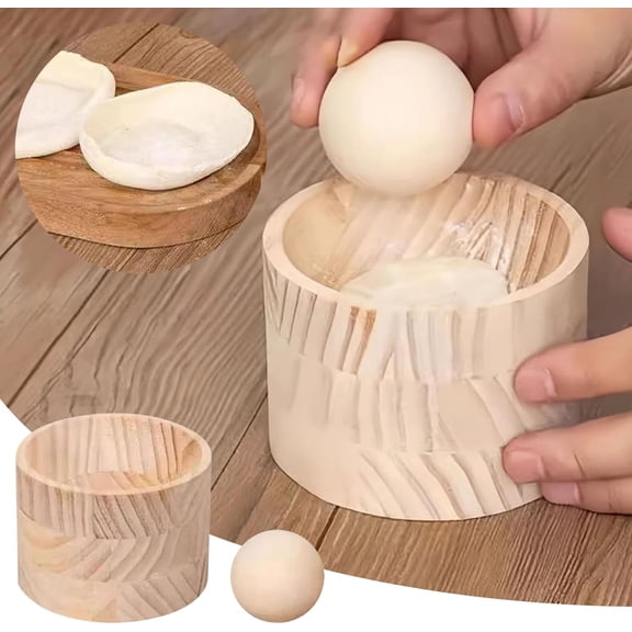 Wooden Dumpling Maker – Dumpling Wrapper Press Tool, Manual Dough Presser for Dumplings, Ravioli, Bao Buns, and Empanadas – Rolling Pin Alternative for Homemade Wrappers, Kitchen Gadget for Home Use