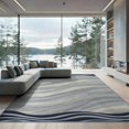 thumbnail image 2 of ODIKA 8'x10' Washable Area Rug Non-Shedding, Easy Care, Brushstroke Wave Motif Border Sage That Couch Costal Abstract Flowing Dynamic for King Size Bedroom Under Bed, Master Suite, 2 of 7