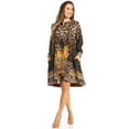 thumbnail image 1 of Sakkas Eloisa Women's Long Sleeve Swing Tunic Shift Dress Pockets Floral Print - 576-Black - L/XL, 1 of 5
