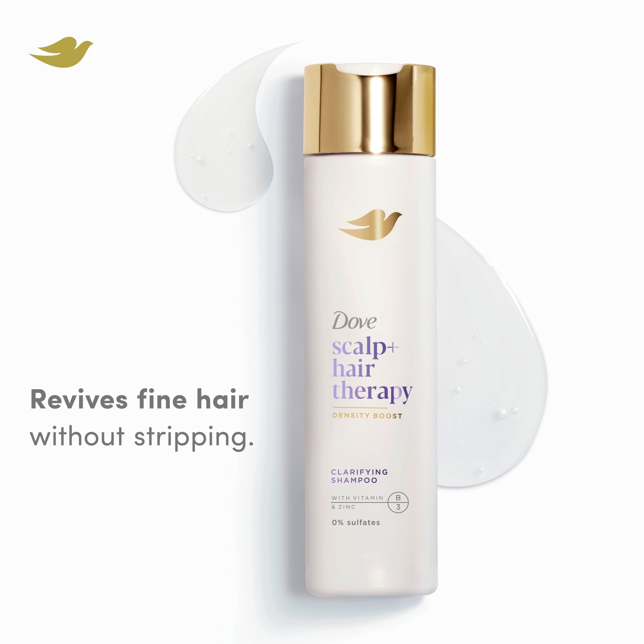 Dove Density Boost Clarifying Shampoo for Gentle Cleansing, Scalp + Hair Therapy with Vitamin B3, Zinc and 0% sulfates, 9.25 oz