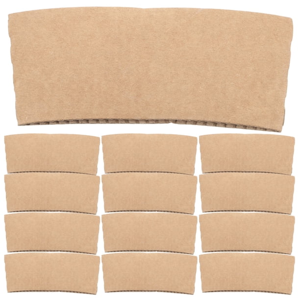 100 fundas de papel kraft para vasos de café, de cartón corrugado, desechables, resistentes al calor, para bebidas calientes, aislantes protectores de calor y frío