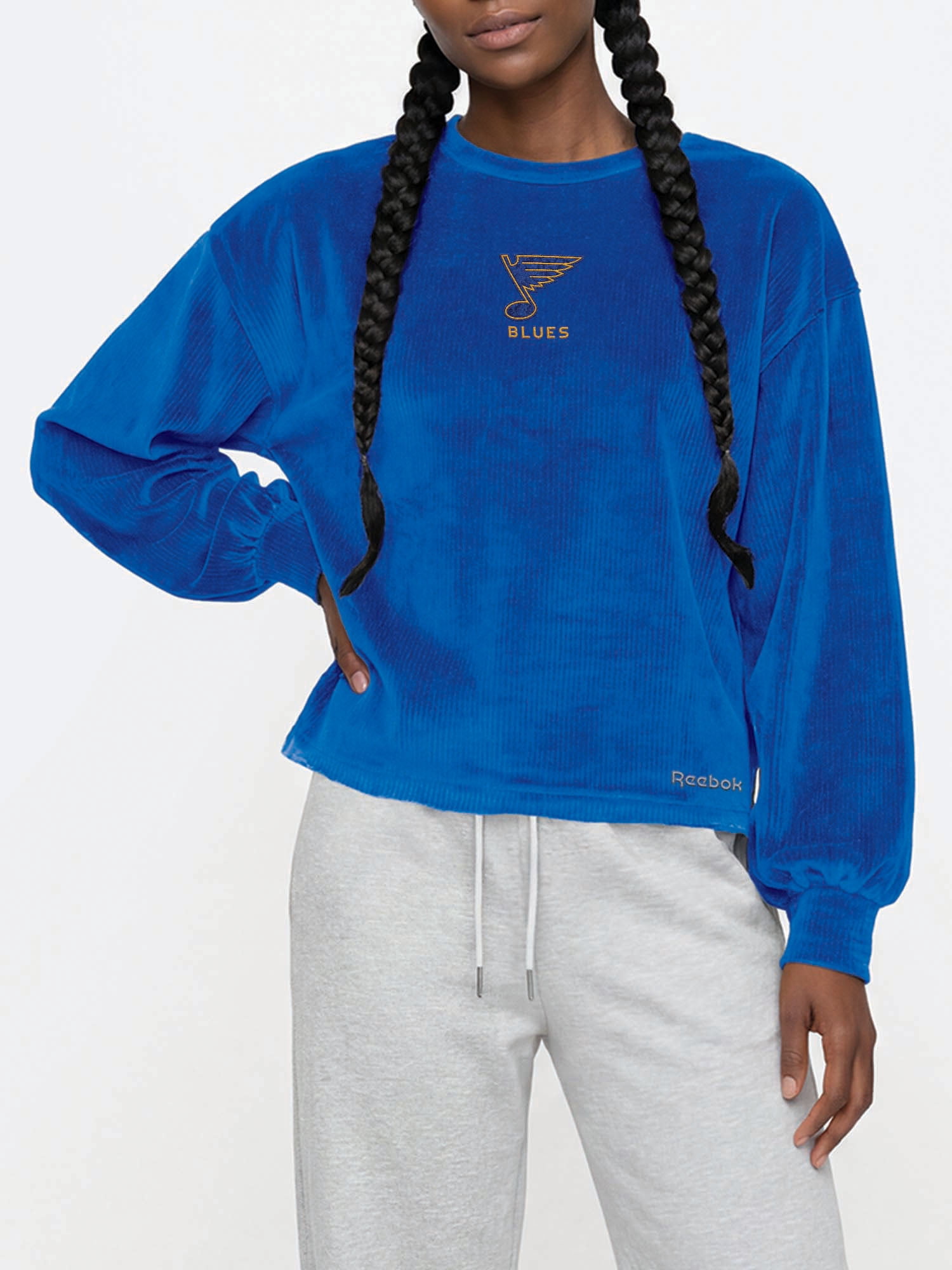 St. Louis Blues Reebok Womens Crew Neck Pullover with Balloon Sleeves