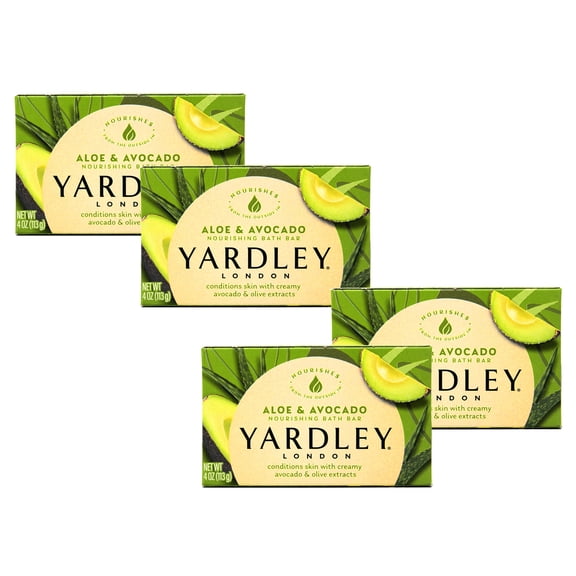 Yardley London Moisturizing Bath Bar, Aloe & Avocado, 4 oz Pack of 4