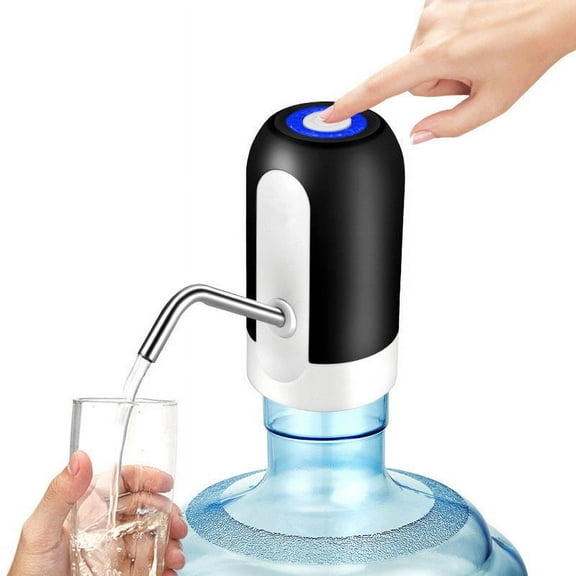 Automatic Electric Water Pump Dispenser Portable Drinking Water Pump Dispenser with LED Light USB Android Charge Port for Home Kitchen Office - Black