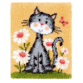 thumbnail image 1 of Latch Hook Rug Kits DIY Crochet Yarn Rugs Hooking Craft Kit with Color Preprinted Pattern Design for Adults Kids (Cat),1 * Embroidered cloth 1 set * Pre-cut Colored Yarn 1 * Latch hook tool, 1 of 7