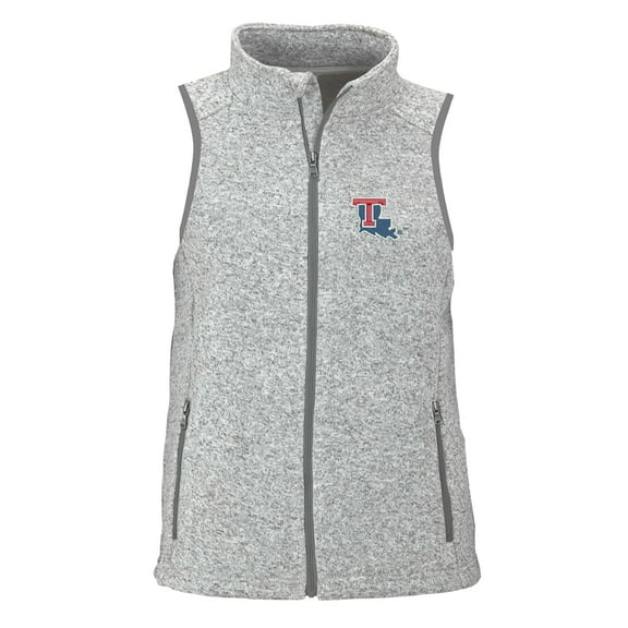 Women's Heather Gray Louisiana Tech Bulldogs Summit Fleece Full Zip Sweater Vest