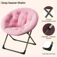 thumbnail image 3 of Silla Tipo Platillo Plegable XL - Sillón Luna Tapizado en Piel Sintética Rosa con Patas Doradas y Estructura Metálica Resistente - Asiento Amplio para Sala, Dormitorio o Lectura, 3 of 8
