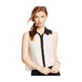thumbnail image 1 of Material Girl Womens Colorblock Button Down Blouse, White, Juniors, X-Small, 1 of 2