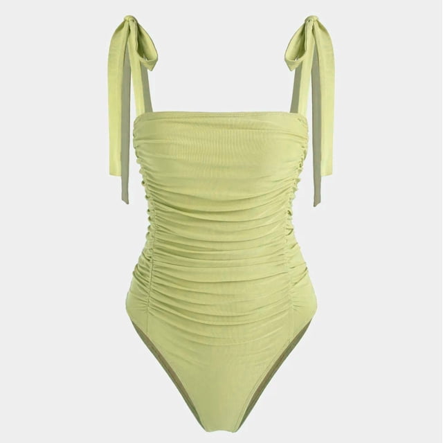 Traje de baño de una pieza para mujer, plisado, sexy, ajustado, que cubre el vientre, traje de baño conservador