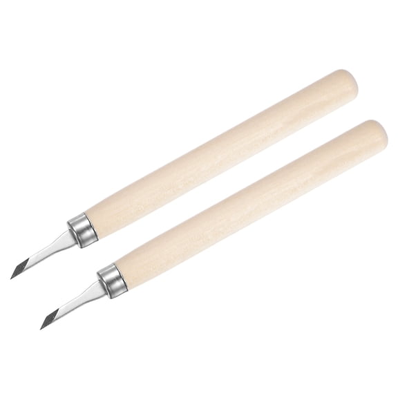 Uxcell 3mm High Speed Steel Small Right Diagonal Tips Birch Handle Wood Craft Carving Knife 2 Pack