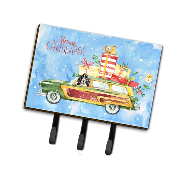 Merry Christmas Black Parti Cocker Spaniel Leash or Key Holder