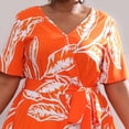 thumbnail image 4 of Vestido de Verano Holgado Informal de Corta con Corte A y Corte en A para Mujer, Talla Grande Naranja XL, 4 of 10