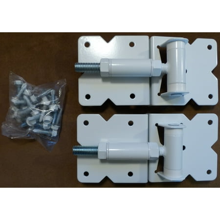 Vinyl Gate Hinges WHITE (for Vinyl, PVC etc Fencing) Vinyl Fence Gate Hinges w/Mounting Hardware - Vinyl Gate Hinges have a 90 Degree Bracket Resulting in a Positive Hinge to Gate