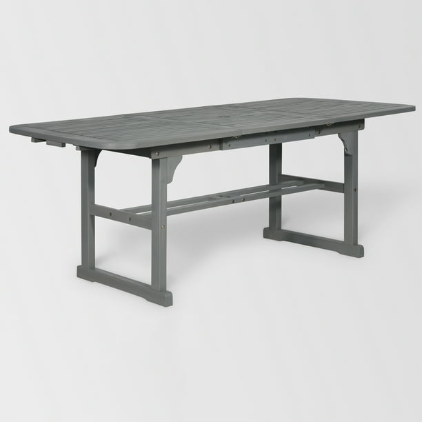 Manor Park Wood Outdoor Patio Extendable Dining Table, Grey Wash