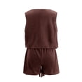 thumbnail image 4 of Coerni Girls Faux Suede 2 Piece Outfit V-Neck Fringe Vest + Elastic Waist Shorts Western Cowgirl Clothes Sets Halloween Party Stage Shows, 4 of 4