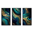 thumbnail image 2 of Designart "Azure Dreamscapes Gold and Turquoise Marble V" Abstract Painting Framed Wall Art Set Of 3 - Gold Modern Frame Canvas Set For Living Room Decor, 2 of 6