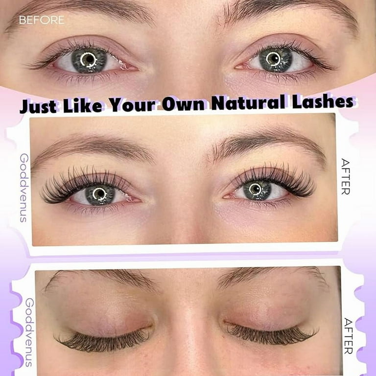 Lash Clusters Kit Wispy Eyelash Clusters Lashes Natural DIY Lash Extension Kit 10-16mm Cluster Eyelash Extensions Kit 300pcs C Curl Individual Lashes Cluster Eyelash (No Tweezers)