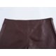 thumbnail image 4 of HH TRAF Pantalones cortos elegantes de cuero marrón para mujer, de cintura alta, elásticos y con cremallera lateral, para verano, ropa de calle informal para mujer, 4 of 4