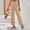 thumbnail image 1 of Pantalones Pantalones Rectos Con Cordones Pantalones De Pierna Ancha Pantalones Sueltos Color Sólido Simple Cgtredaw Beige T M para Mujer, 1 of 6