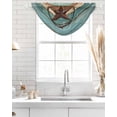 thumbnail image 4 of Texas Star Rustic Waterfall Valances for Windows, Western Teal Brown Ombre Wooden Vintage Sheer Valance Curtains, Rod Pocket Elegant Swag Valances for Living Room Bedroom, 47.2"x38.5", 3 Panel, 4 of 8