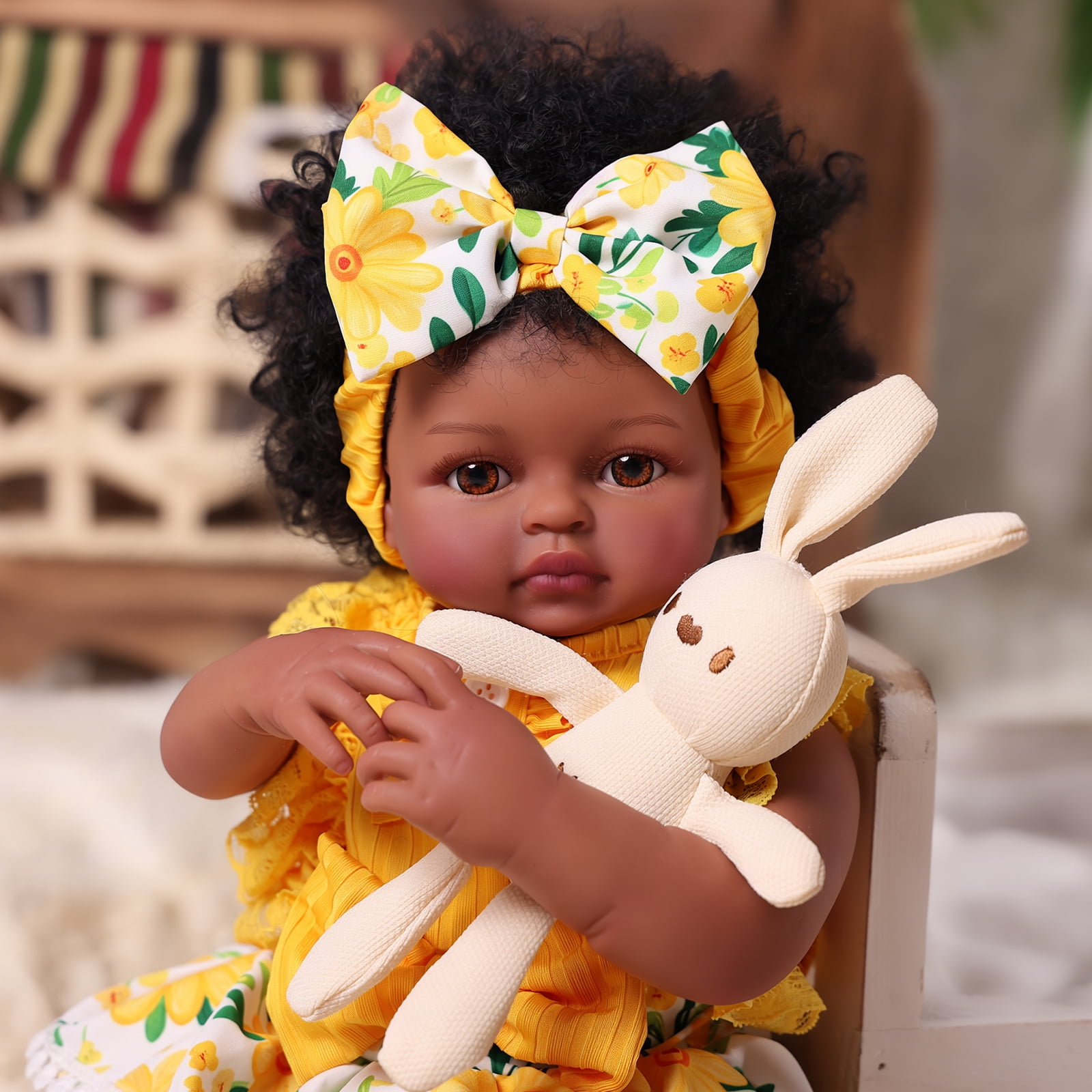 RSG Lifelike Reborn Baby Dolls Black Girl- 17 Inch Soft Body - Handmade Real Life Baby Dolls with Clothes and Toy Gift for Kids Age 3+