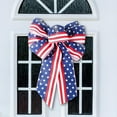 thumbnail image 4 of 2 Pcs Large Patriotic Wreath Bow Decor 4th of July Wreath Red White Blue Burlap American Flag Star Bow for Indoor Outdoor Tree Topper Independence Day Memorial Day 10 x 18 Inch(Rustic), 4 of 7
