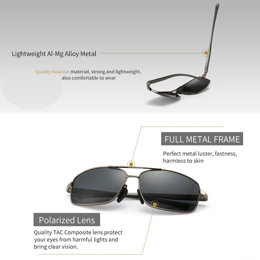 SUNGAIT Polarized Mens Sunglasses Durable Metal Frame For Fishing Driving Golf