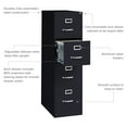 thumbnail image 3 of Hirsh 25" Deep 4 Drawer Letter Width Metal Vertical File Cabinet, Commercial Grade, Black, 3 of 19