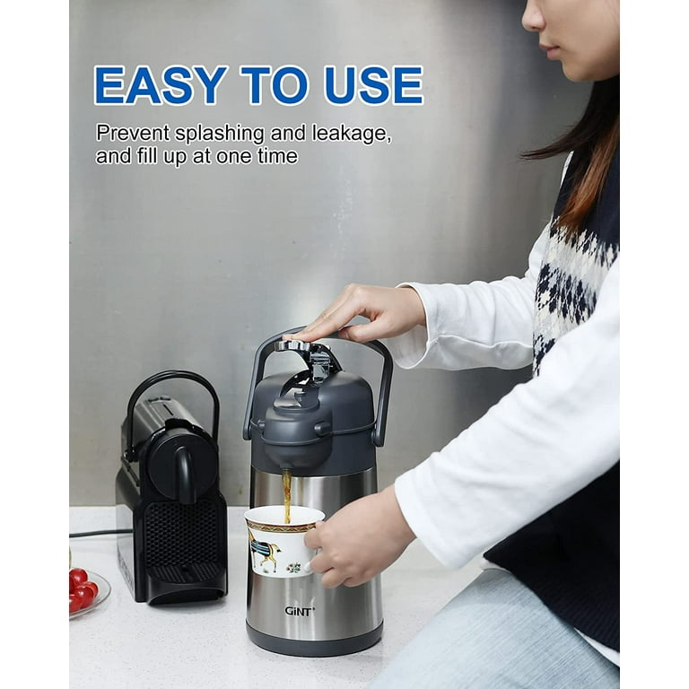 Thermos 2 Quart Stainless Steel Pump Pot Coffee Beverage Dispenser