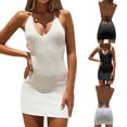 thumbnail image 2 of GENEMA Women Sleeveless Halter V-Neck Knit Bodycon Mini Dress Sexy Backless Clubwear, 2 of 13