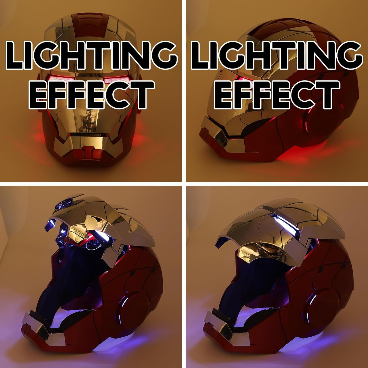 Iron Hero MK 5 1:1 Wearable Helmet - Voice, Touch, and Remote Control with LED Eyes, Realistic Sound Effects, Perfect for Cosplay, Display, and Collectible Figures for Man and Teen,Gold