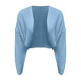 thumbnail image 4 of Arlun Cropped Chunky Cardigan Sweaters for Women Shrugs Long Sleeve Knit Open Front Cardigans Outwear Bolero Shrug Slim Fit Casual Solid Color Fall Fashion Thin Coat Blue L, 4 of 5