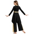 thumbnail image 2 of Doomiva Kids Girls Worship Praise Dance Dress Metallic Long Sleeve Outfit with Palazzo Pants Liturgical Church Robe Black 8, 2 of 7