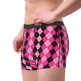 thumbnail image 2 of Sikiie pink and black argyle Print Men's Boxer Briefs, Elastic Waistband Boxer Briefs Leggings-Medium, 2 of 5
